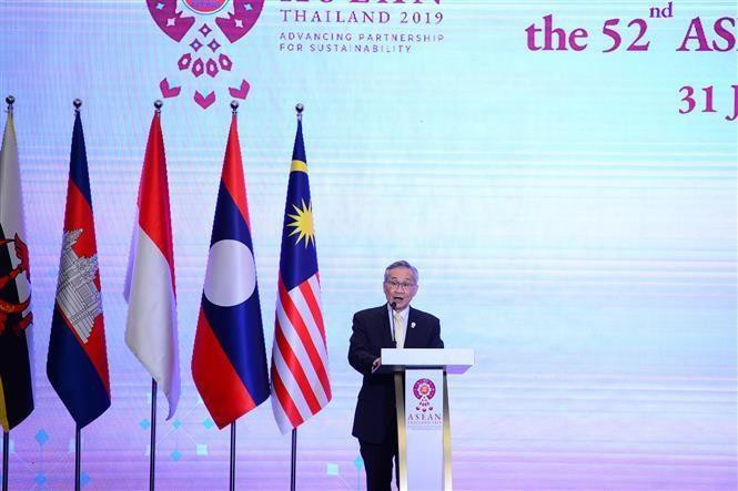 Ministro de Relaciones Exteriores de Tailandia, Don Pramudwinai, inaugura la 52 Conferencia Ministerial de Relaciones Exteriores de la ASEAN en Bangkok. (Foto: VNA)