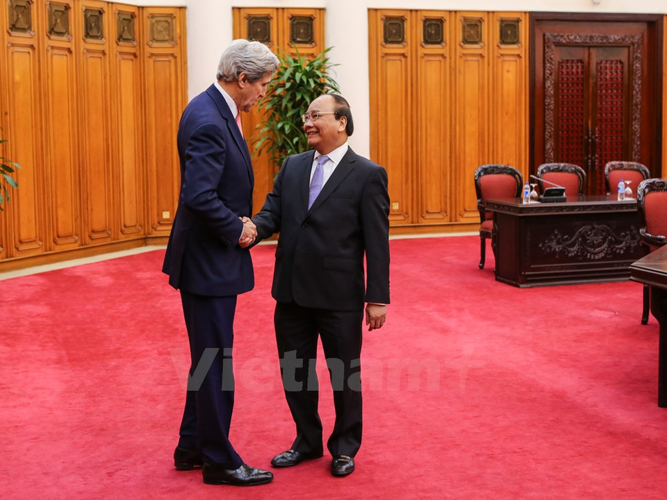 Kerry fue recibido por el primer ministro, Nguyen Xuan Phuc (Fuente: VNA)