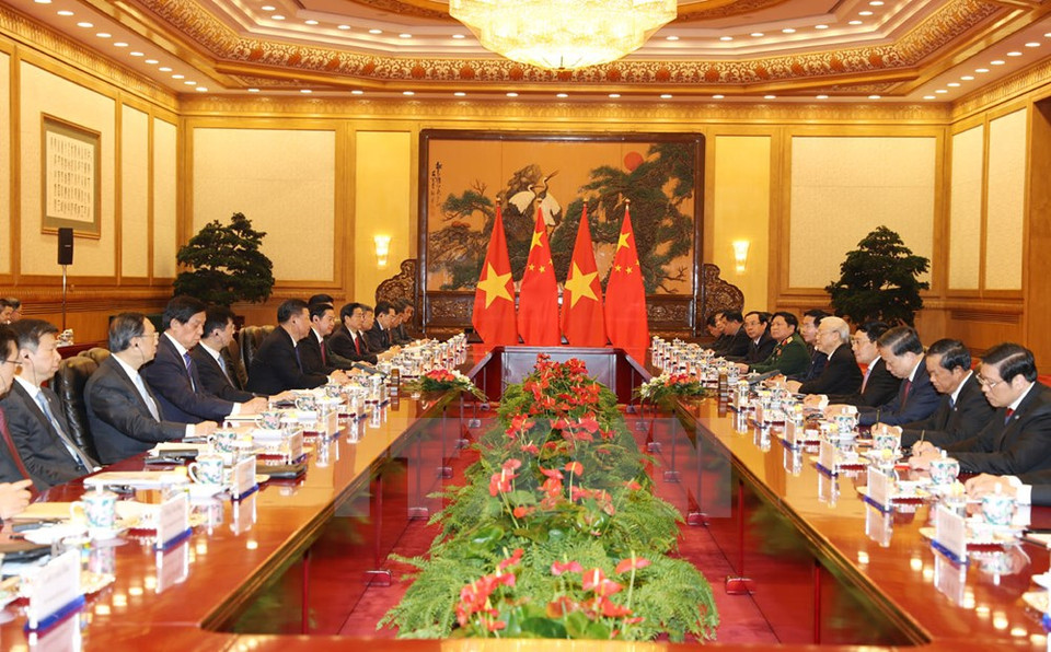 Phu Trong y Xi efectuaron diálogo bilateral (Fuente: VNA)