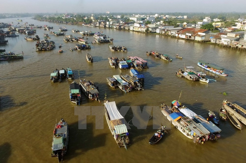 El mercado está situado en el río Cai Rang en laciudad de Can Tho (Foto: VNA)