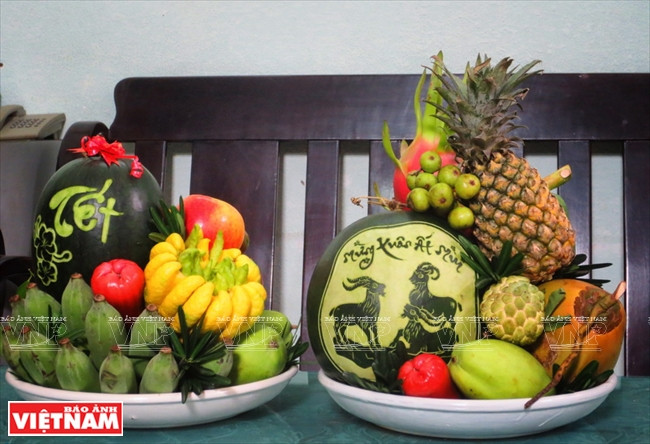 El quinteto de frutas, oferta a los ancestros durante el Tet 