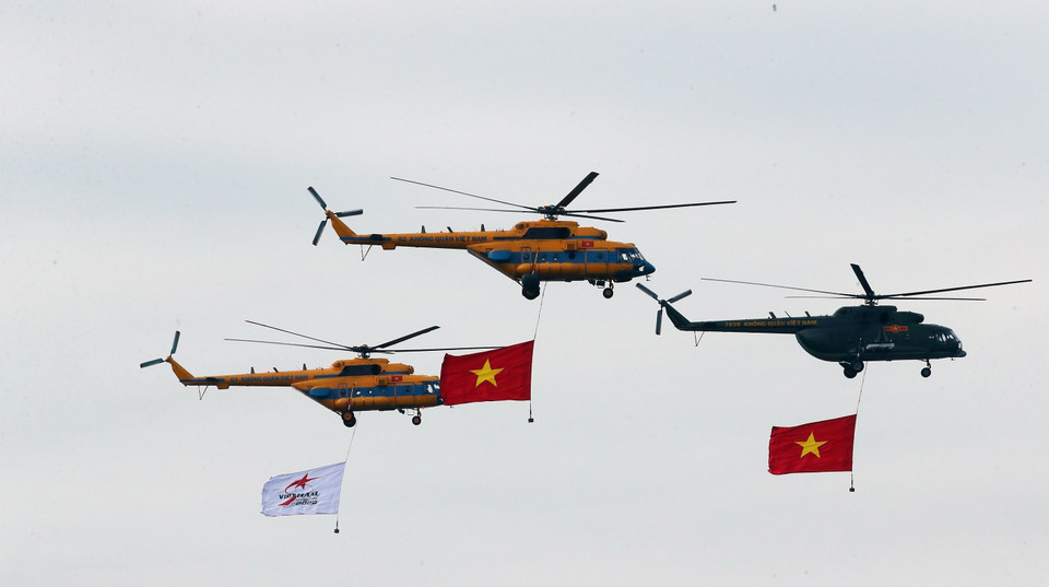 Los escuadrones de helicópteros practican para la exposición (Fuente: VNA)