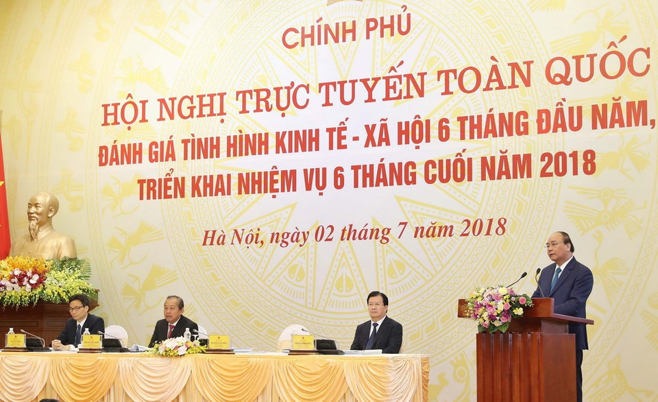 El primer ministro, Nguyen Xuan Phuc, en la conferencia (Fuente: VNA)