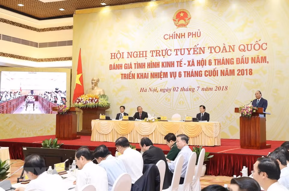 El primer ministro, Nguyen Xuan Phuc, en la conferencia (Fuente: VNA)
