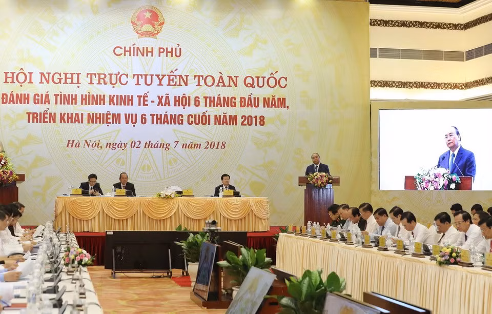 El primer ministro, Nguyen Xuan Phuc, en la conferencia (Fuente: VNA)
