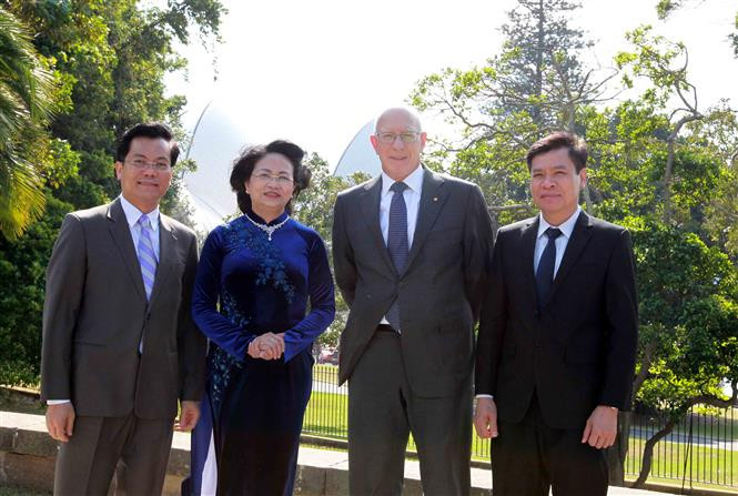 La vicepresidenta de Vietnam, Dang Thi Ngoc Thinh, se reunió con el gobernador de Nueva Gales del Sur, David Hurley. (Fuente: VNA)