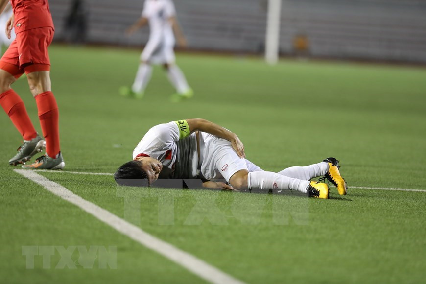 Quang Hai resultó herido en el partido (Foto: VNA)