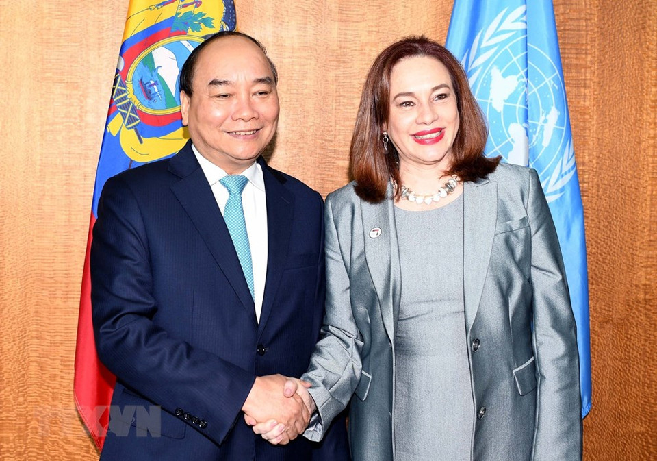 El premier vietnamita se reunió con la presidenta de la Asamblea Nacional de la ONU, Maria Fernanda Espinosa Garces (Fuente: VNA)