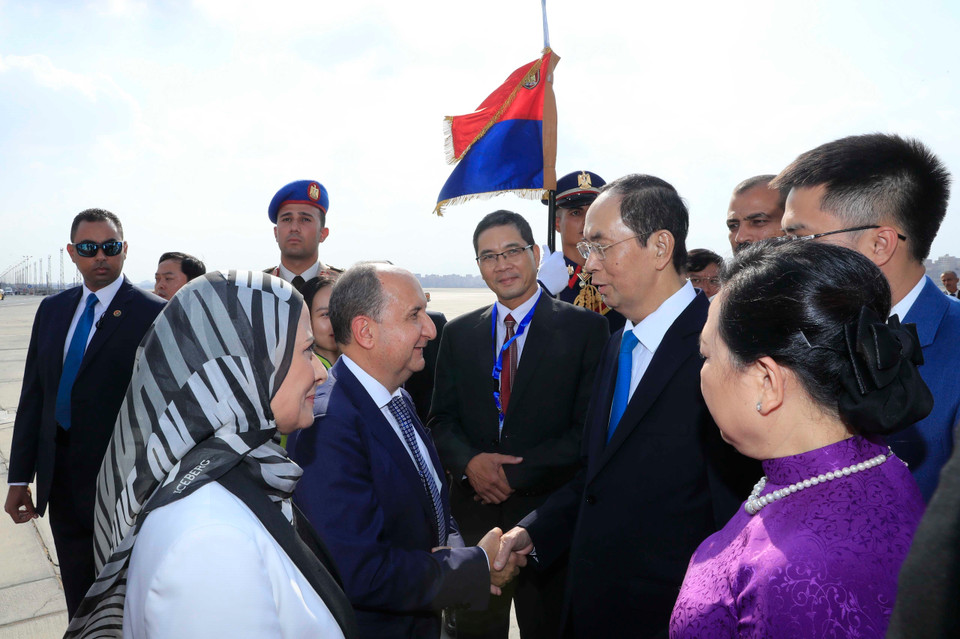 Representantes del gobierno egipto reciben al presidente Tran Dai Quang