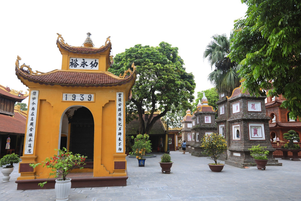 La sala de colocar las estelas de piedras en la pagoda Tran Quoc (Fuente: VNA)