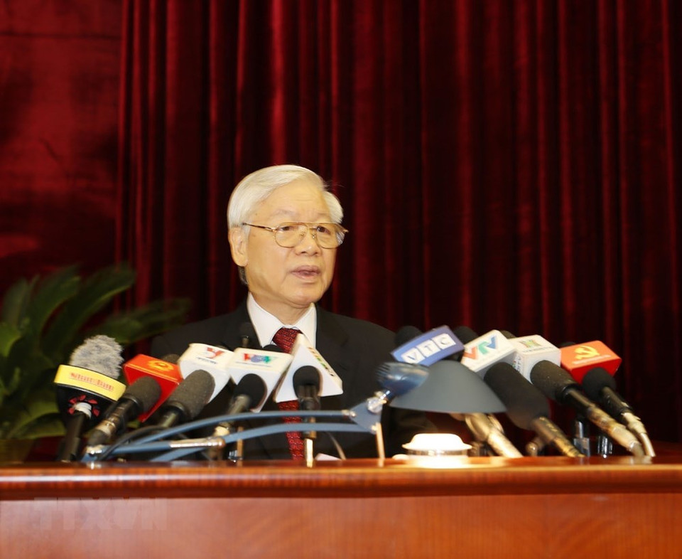 El secretario general, Nguyen Phu Trong, pronuncia discurso en el evento (Fuente: VNA)