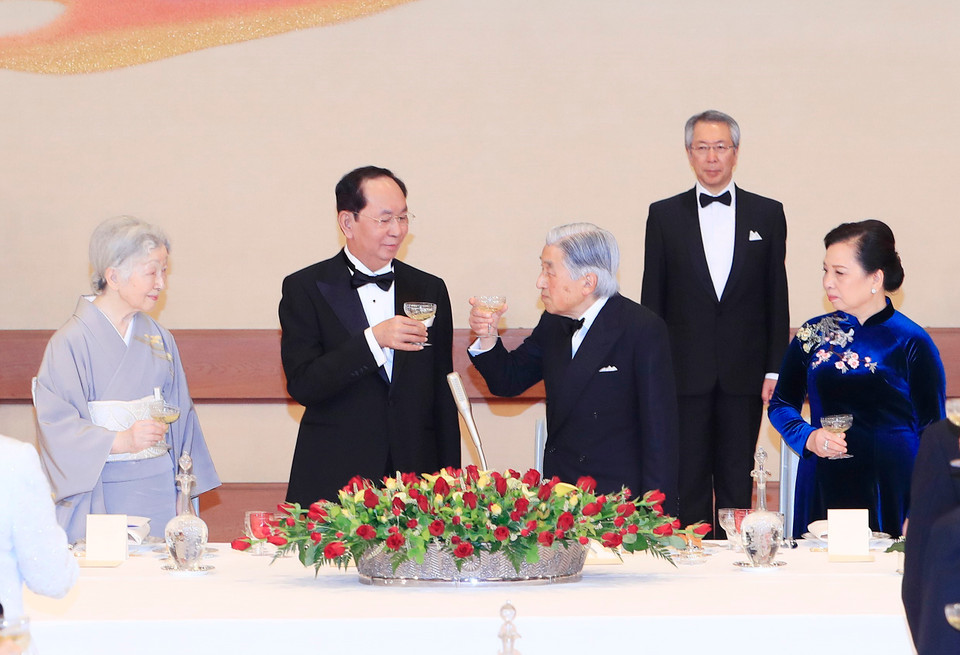 El Emperador y la Emperatriz de Japón presidirán un banquete estatal dedicado al mandatario vietnamita y a su esposa (Fuente: VNA)