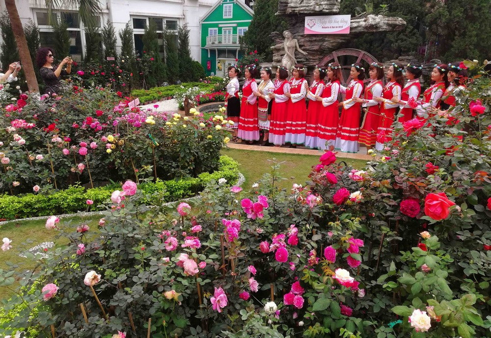 Diversas especies de rosa embellecen al parque acuático de Ho Tay (Lago Oeste), donde se desarrolla el Festival (Fuente: VNA)