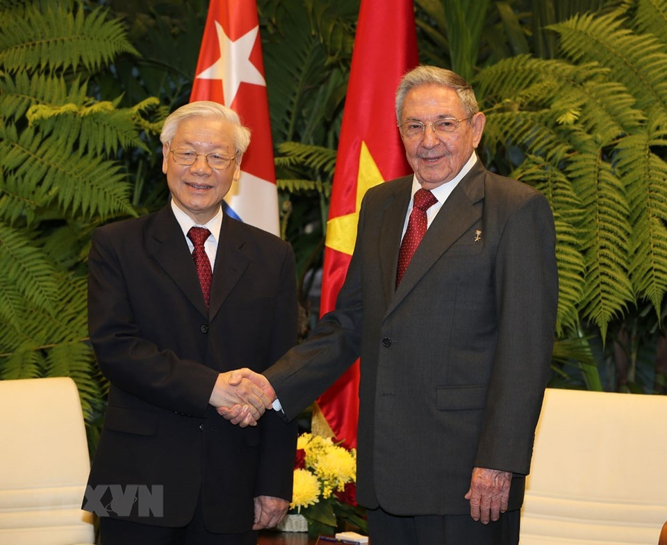 Raúl Castro Ruz recibió a Nguyen Phu Trong (Fuente: VNA)