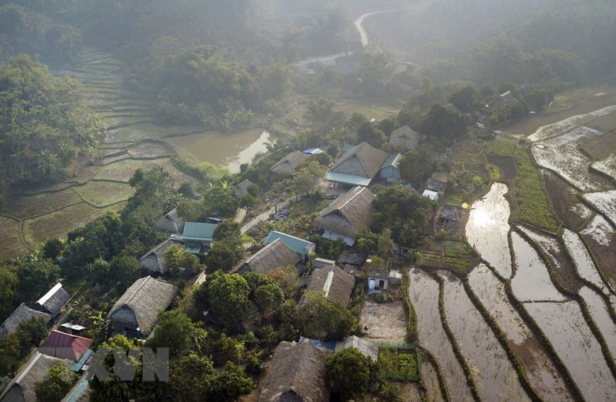 La vida pacífica en la aldea de Giang Mo. (Foto de VNA)