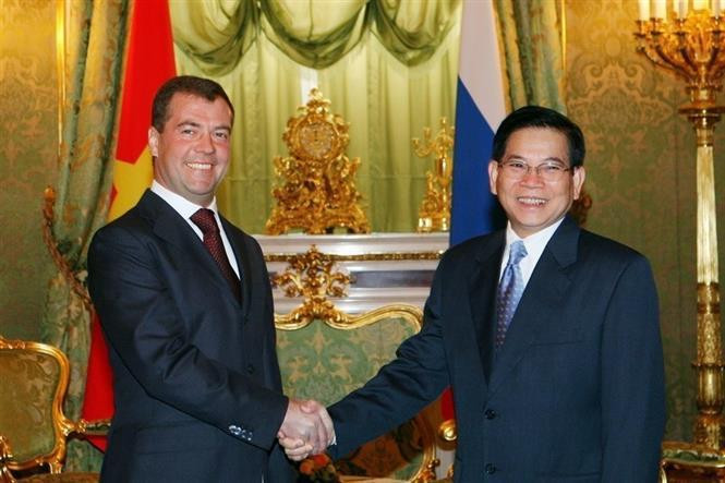 El 27 de octubre de 2008, el presidente ruso, Dmitry Medvedev, se reunió con su homólogo vietnamita, Nguyen Minh Triet, quien se encontraba de una visita oficial a Rusia. Foto: VNA