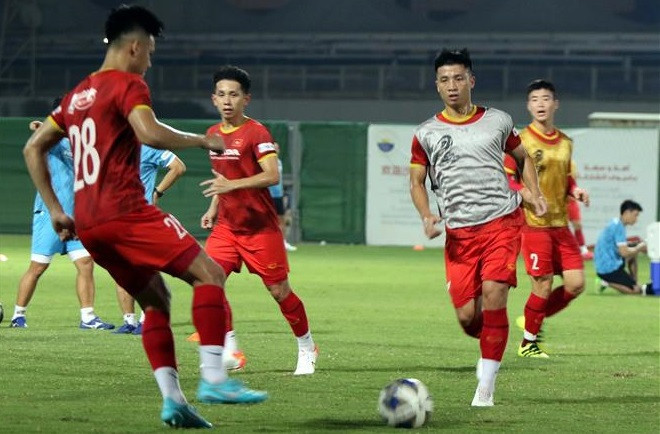 Los futbolistas vietnamitas en el campo de Sharjah (EAU) (Fuente: VFF)