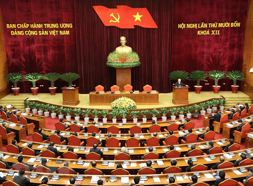 La clausura del XIV pleno del Comité Central del Partido Comunista de Vietnam. (Fuente: VNA) 