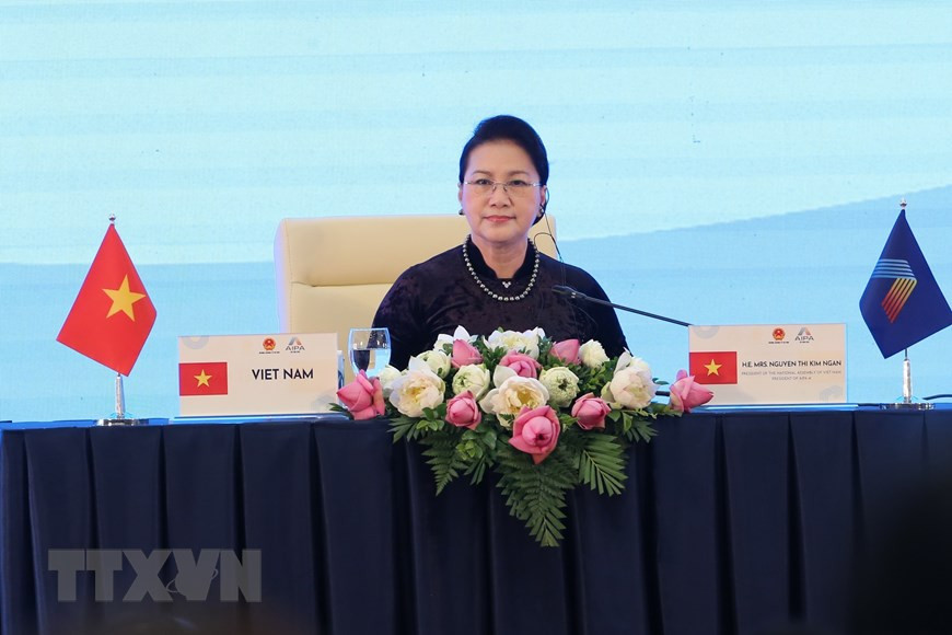 La presidenta del Parlamento de Vietnam, Nguyen Thi Kim Ngan, preside la ceremonia de clausura de AIPA 41 (Fuente:VNA)