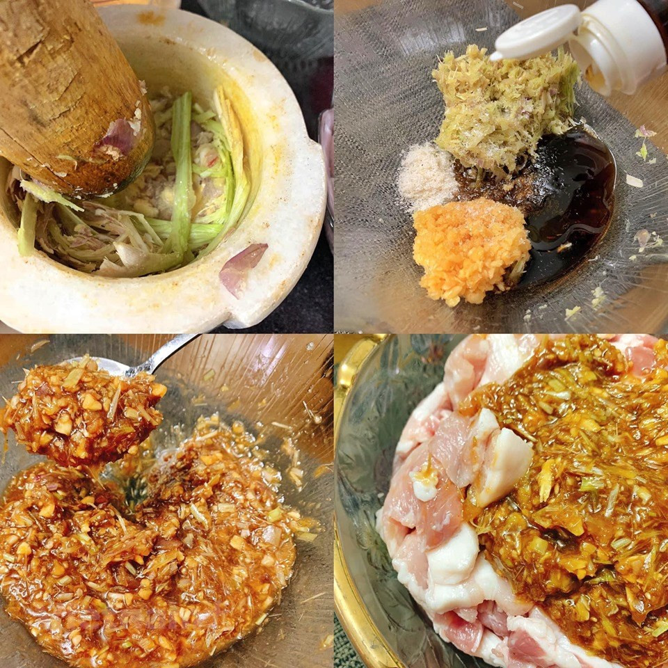 La carne de cerdo se marina con bulbos de limoncillo molidos, bulbos de cebolleta picada, ajo, salsa de pescado, miel, salsa de soja, pimienta, aceite de sésamo, salsa de ostras y especias durante al menos dos horas. Lo mejor es dejar la carne marinada durante la noche. Si prefiere que la carne tenga un color marrón, puede agregar caramelo. Exprimir jugo de limón sobre la carne de cerdo ya marinada antes de asarla hará que esté más tierna. La calidad del Bun cha depende mucho de la salsa y del cerdo a la plancha. El cerdo debe estar tierno y perfectamente cocido. En los viejos tiempos, la carne de cerdo se sujetaba con palos de bambú, que desde entonces han sido reemplazadas por rejillas de alambre, y luego se asa a la parrilla sobre un fuego de carbón. (VietnamPlus)