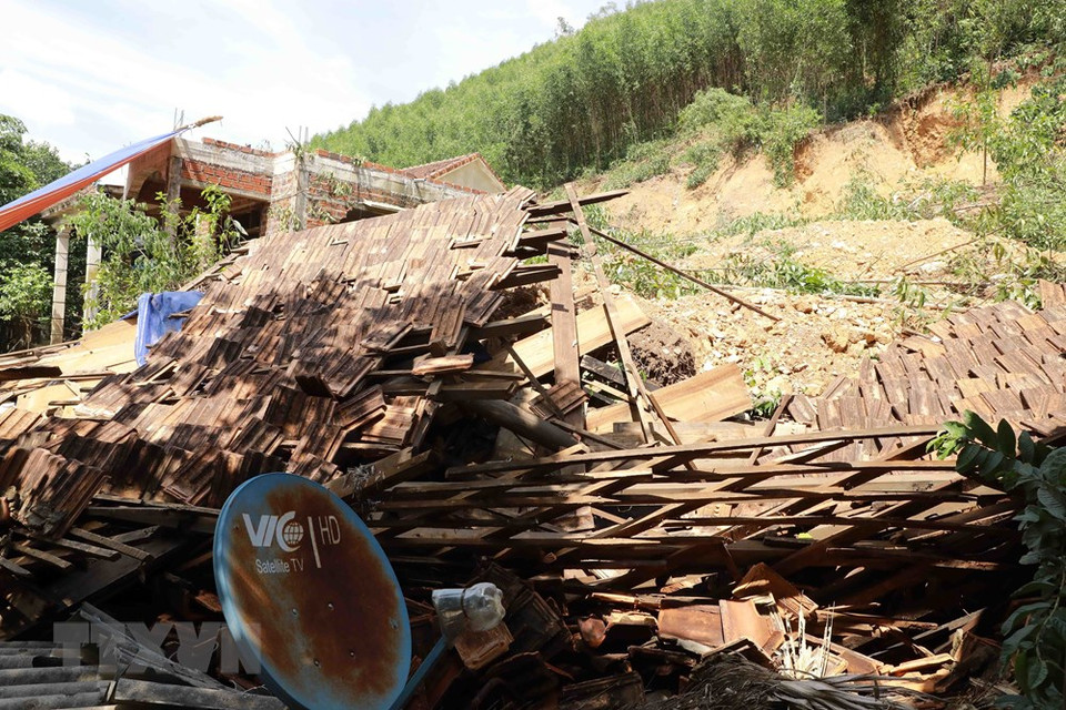 Una vivienda destruida completamente por el desastre (Fuente: VNA)