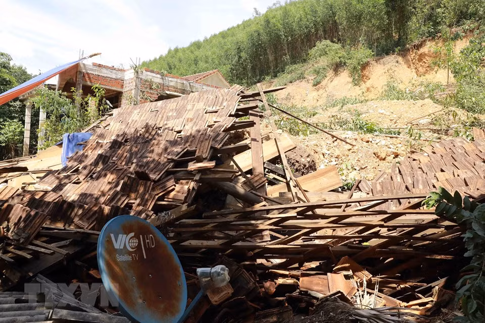 Una vivienda destruida completamente por el desastre (Fuente: VNA)