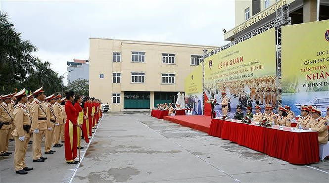 El acto de lanzamiento de la campaña para garantizar la seguridad del XIII Congreso Nacional del PCV (Foto: VNA)