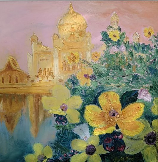 La artista Bui Minh Hoa se inspiró en la flor nacional de Brunei, la Simpor. Conocida con el nombre científico de Dillenia suffruticosa, esta planta arbustiva perenne puede alcanzar un tamaño máximo de siete metros de alto y se encuentra en riveras y riscos de hábitats con altos niveles fluviales y pantanos. Las hojas de Simpor son grandes y anchas, por lo que los pobladores de Brunei usan esas hojas para envolver la comida. Las partes de este árbol también se pueden utilizar para el tratamiento de la inflamación, picazón y dolor de estómago. La imagen de la flor Simpor aparece ampliamente en los diseños artesanales tradicionales y en la moneda de un dólar de Brunei. (Foto: Vietnam+)