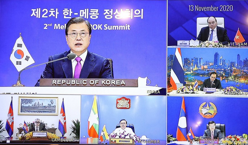 El presidente de Corea del Sur, Moon Jae-in, habla en el evento (Foto: VNA)