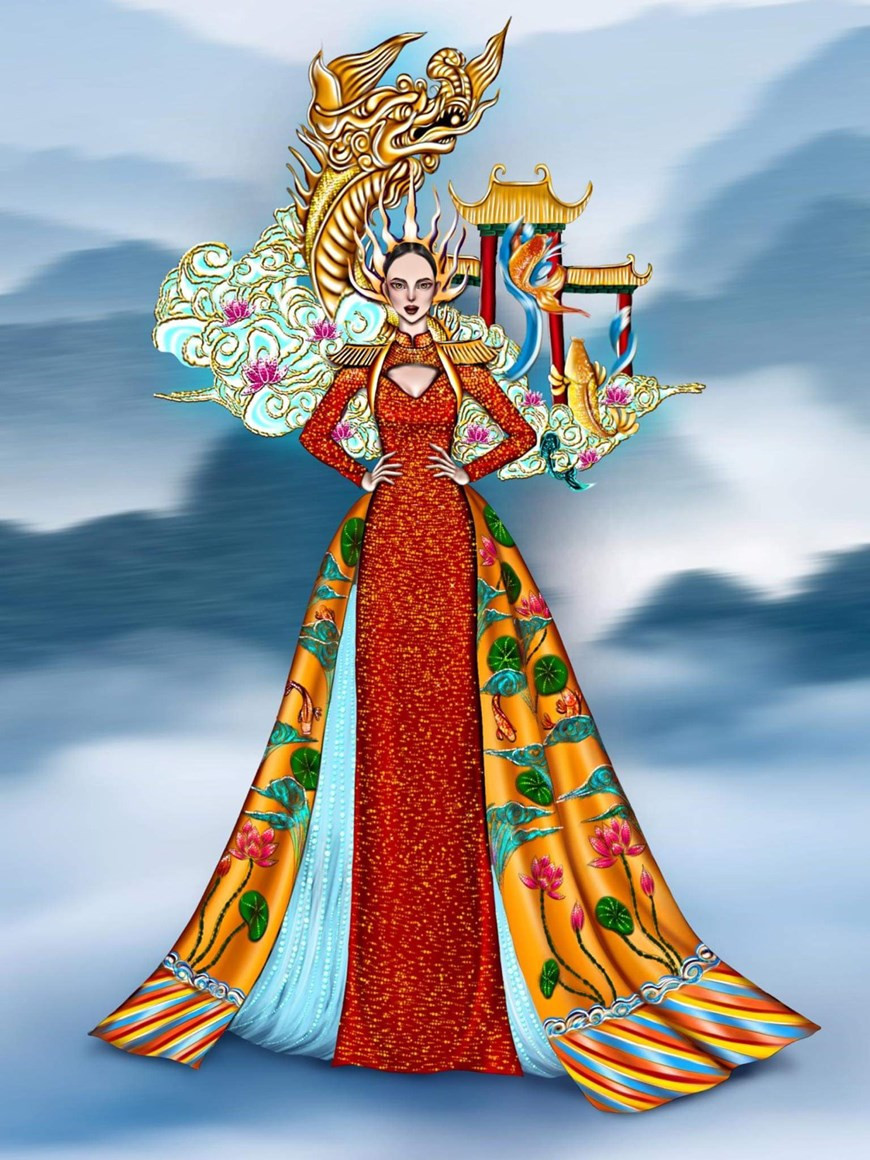 El diseño “Ca chep hoa rong” (La carpa se convierte en dragón) de Nguyen Ngoc Thuy Tien (Fuente: Vietnam+)