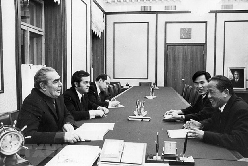 El secretario general del Partido Comunista de la Unión Soviética, Leonid Brezhnev, recibió a su similar vietnamita Le Duan, quien realizó una visita oficial a la Unión Europea el 19 de octubre de 1975. (Foto: VNA)