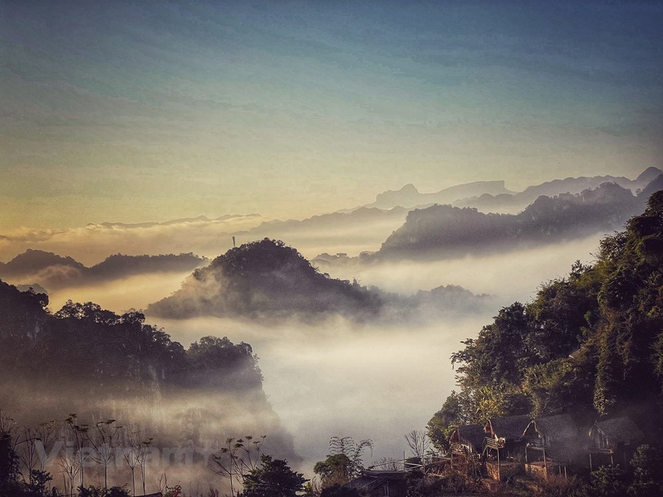 A más de 320 kilómetros de la capital Hanoi, la provincia norteña de Son La es una tierra que no solo tiene la identidad cultural indígena y las tradiciones históricas, sino que también posee hermosos paisajes. Al llegar a esta localidad en agosto, los visitantes se quedan impresionados por el hermoso panorama de las montañas con altos picos y valles arbolados al atardecer. Son La se ubica en una región con una altitud media de 600 a 700 metros sobre el nivel del mar. La provincia tiene cordilleras de montañas y colinas en los distritos de Sop Cop, Thuan Chau y Bac Yen. Junto con las provincias de Hoa Binh, Dien Bien, Lai Chau, Son La es considerada el techo de la región norteña del país. (Fuente: Vietnam+)