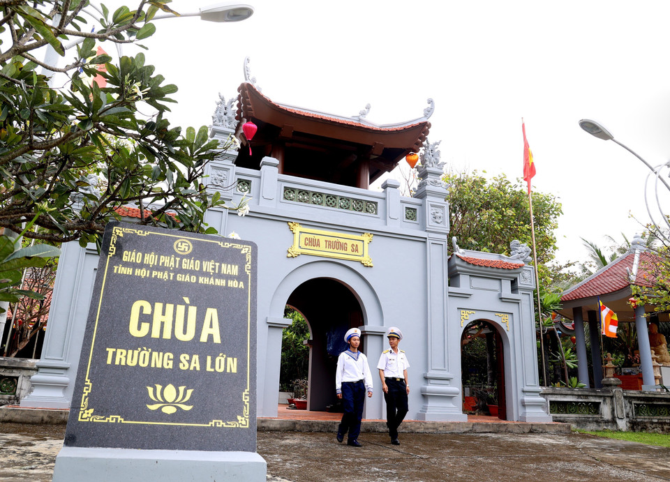 La pagoda está ubicada en el centro de la isla de Truong Sa. Foto: VNA