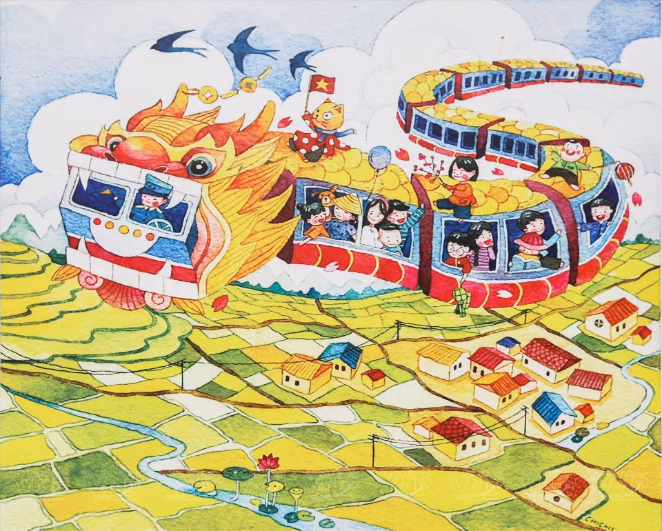La obra "Tren de primavera", del autor Chi Chi. (Foto: Revista Ilustrada de Vietnam)