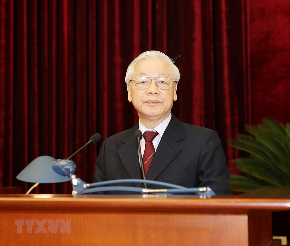 El secretario general del Partido Comunista y presidente de Vietnam, Nguyen Phu Trong, en la clausura de la cita (Fuente: VNA