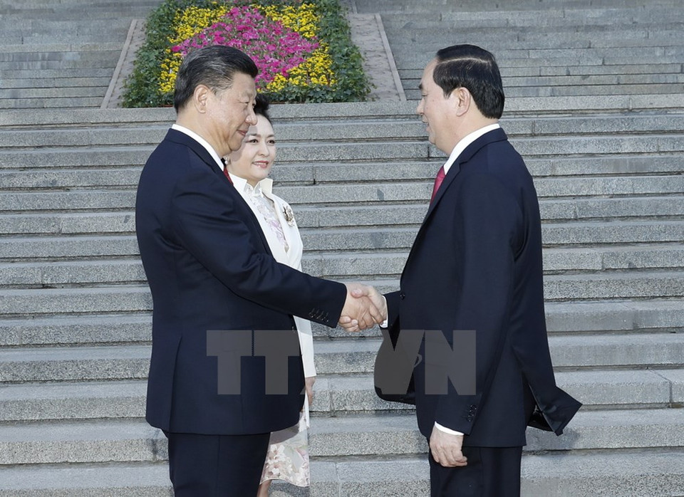 El secretario general del Partido Comunista y presidente de China, Xi Jinping, recibe a Dai Quang (Fuente: VNA)