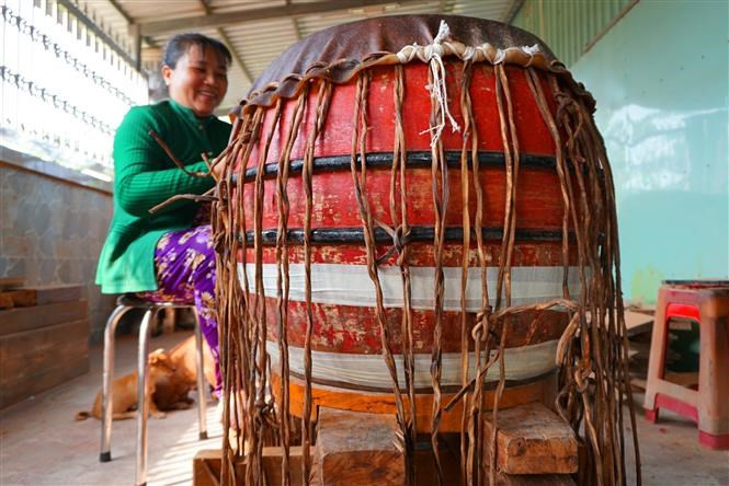 Los tambores Binh An se usan principalmente en ceremonias, bailes de unicornios y escuelas en todo el país. (Foto: VNA)