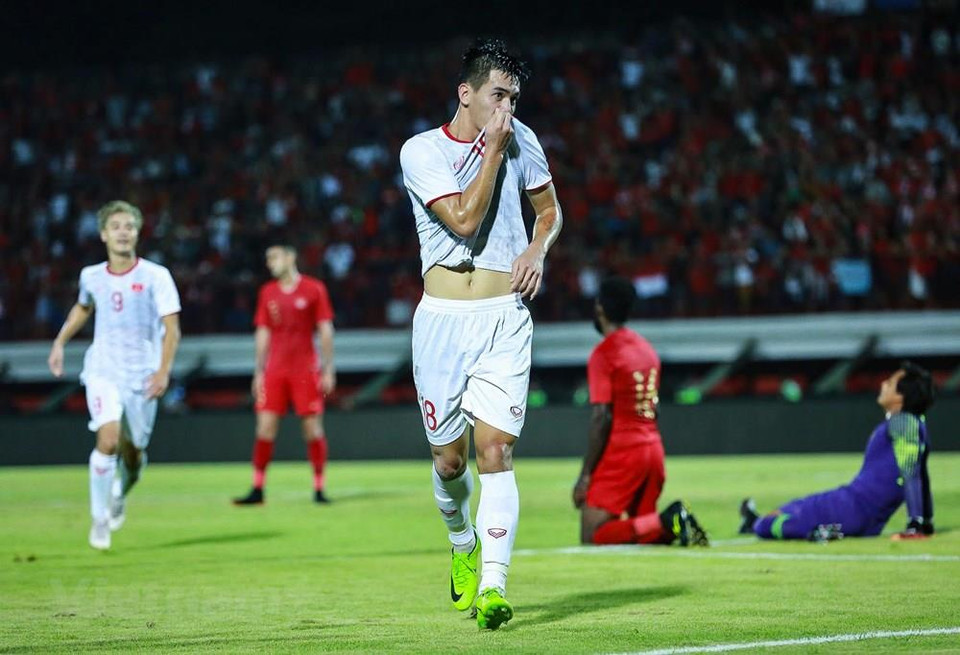 Partido entre Vietnam e Indonesia en el estadio Kapten I Wayan Dipta en Bali. (Fuente: VNA)
