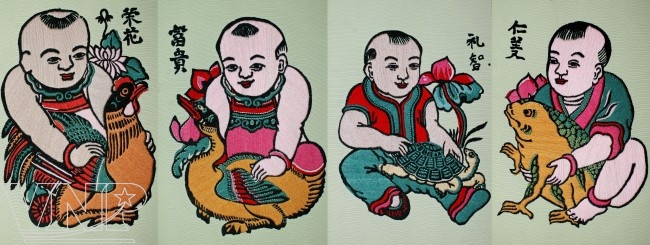 Cuadros bordados de lana con los temas de la pintura popular de Dong Ho (Fuente: Revista Vietnam)