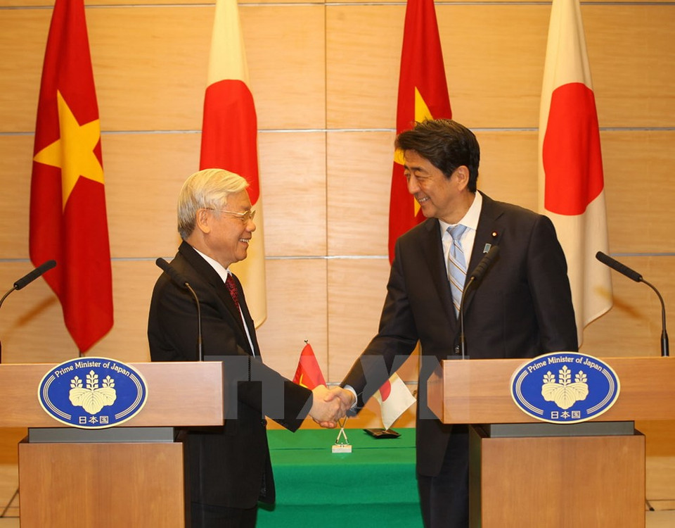 Ambos líderes en la conferencia de prensa (Fuente: VNA) 