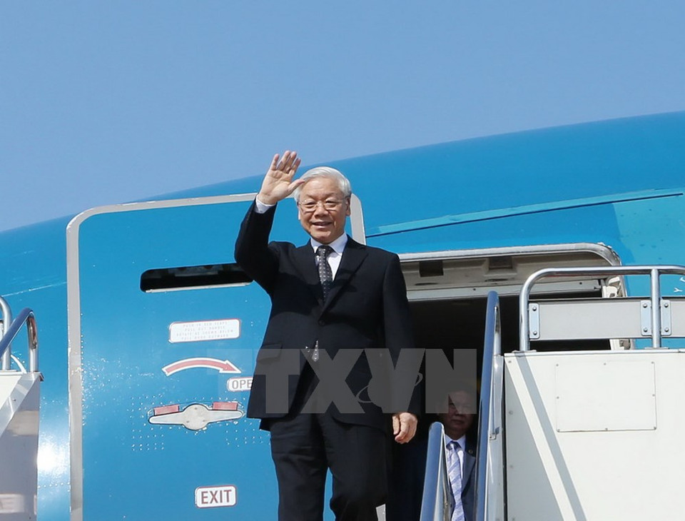 Phu Trong arriba al aeropuerto Haneda (Fuente: VNA)