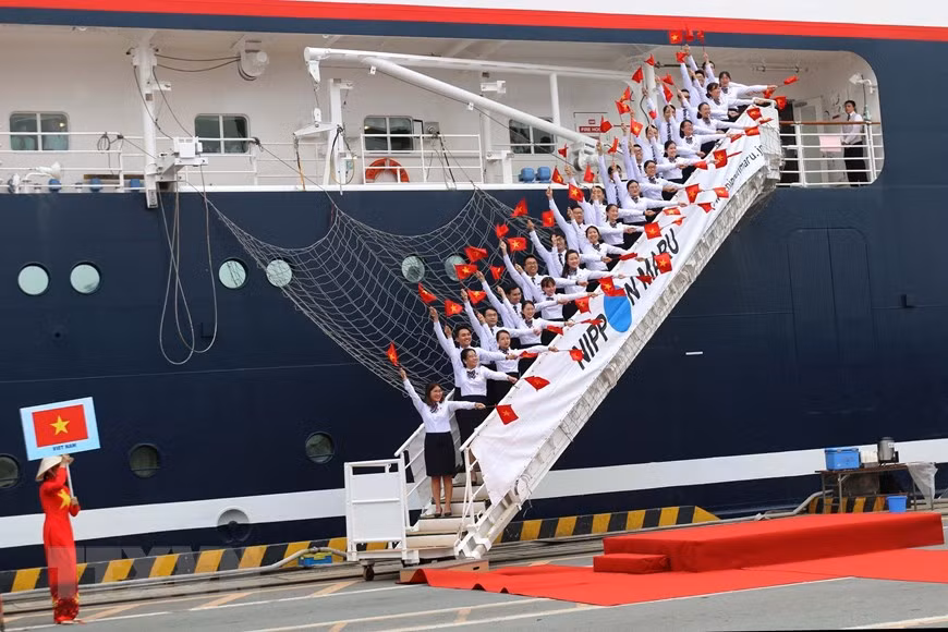 La delegación de jóvenes vietnamitas en el Programa Barco de la Juventud del Sudeste Asiático y Japón en 2019 (Foto: VNA)
