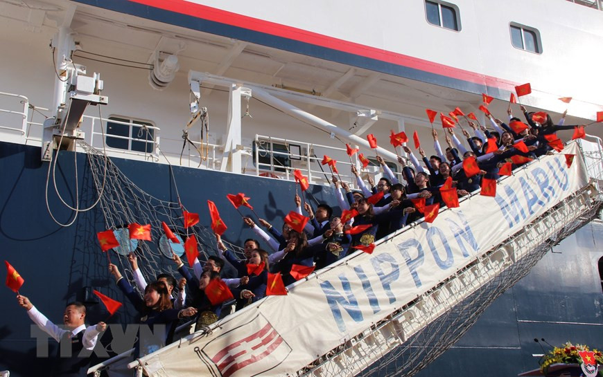 Delegados de Vietnam participantes en la edición 45 del programa del Barco de la Juventud del Sudeste Asiático y Japón en 2018 (Foto: VNA)