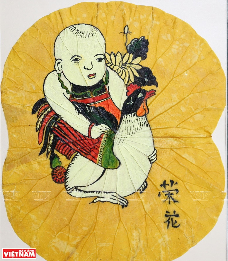 Obras de arte de hojas de loto (Fuente: VNA)