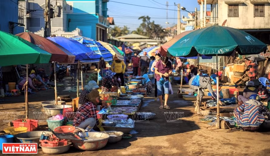 El mercado de pescado de Lang Nai, ubicado al lado de la laguna, es conocido por sus mariscos frescos a precio asequible (Fuente: VNA)