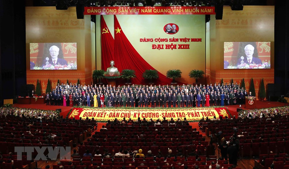 Nguyen Phu Trong, secretario general del Comité Central del XIII mandato y presidente de Vietnam, interviene en la sesión de clausura, en nombre del órgano rector del PCV. (Foto: VNA)