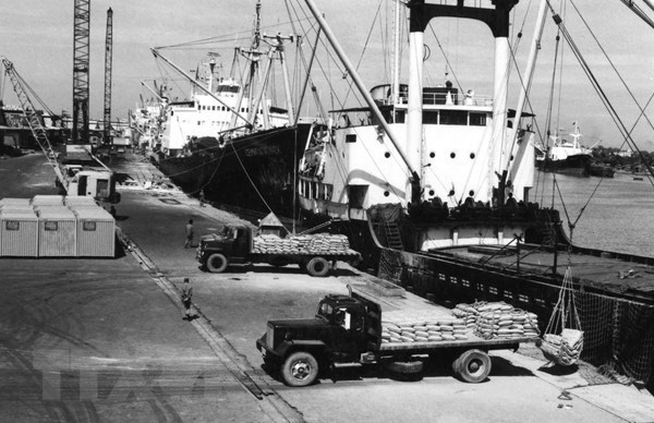 El 5 de abril de 1988, el Buró Político emitió una Resolución sobre la renovación de la gestión económica agrícola. Tan solo un año después, de un país que tenía que importar alimentos, Vietnam no solo garantizó el suministro de alimentos a nivel nacional, sino que también exportó más de un millón de toneladas de arroz. En la foto: Exportación de arroz en el puerto de Saigón (Foto: VNA)