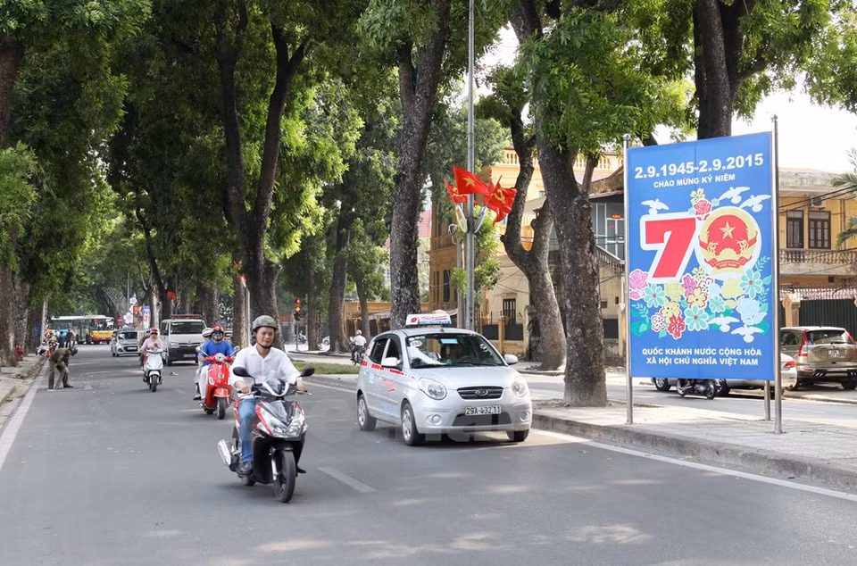 Pancarta expuesta en una calle capitalina (Fuente: VNA)