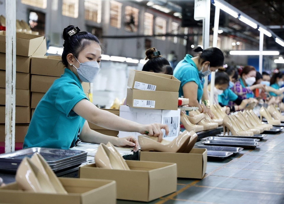 Trabajadores en la empresa de calzado Gia Dinh en la urbe de Thu Duc, Ciudad Ho Chi Minh. (Fuente: VNA)