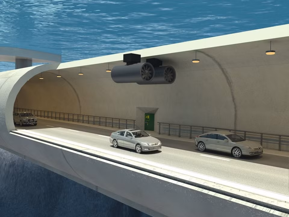 En julio de 2016, Noruega anunció que planea gastar unos 25.000 millones de dólares en un túnel flotante completamente sumergido bajo el Sognefjord, un cuerpo de agua de más de 1.200 metros de profundidad y 900 metros de ancho. Sería el primero de su tipo en el mundo. (Fuente: Reuters)